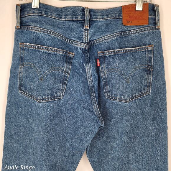 Levi’s 501® Distressed High-Rise Straight Jeans Light Wash W29 L28 - Picture 8 of 12